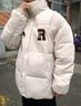 NEW OR MODE美式高街立領(lǐng)棉服男冬季新款百搭字母印花面包服加厚保暖潮流棉衣 卡其色 3XL 曬單實(shí)拍圖