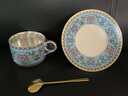 蘇氏陶瓷（SUSHI CERAMICS）鎏銀琺瑯彩纏枝蓮咖啡杯藍(lán)色茶杯非遺大師鄭文強(qiáng)作品 曬單實(shí)拍圖