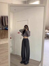 棉致窄版運(yùn)動(dòng)香蕉闊腿褲子女春秋季2025新款寬松休閑小個(gè)高腰直筒衛(wèi)褲 奶茶色【633高品質(zhì)26.5】 L 105-120斤 曬單實(shí)拍圖