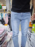 衣然呈品春秋季淺色牛仔褲男新款寬松直筒休閑彈力修身潮流小腳九分褲子男 藍色 30【建議110-125斤】 曬單實拍圖