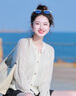 歌力思（ELLASSAY）【博主同款】春秋新款真絲羊絨軟糯多巴胺親膚羊絨衫女B-M025 淺米杏 S 曬單實拍圖