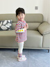 幼歌（YOUGE）春新中小童繽紛彩虹假兩件打底衫打底褲親膚透氣兩件套 彩色條紋 (上衣） 90 cm 曬單實(shí)拍圖