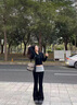 歐貝汐休閑褲女2025春秋夏季新款露腰設(shè)計(jì)感修身拖地拼接低腰微喇叭褲子 黑色 M 曬單實(shí)拍圖