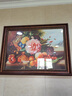 奇瓦麗美式餐廳裝飾畫(huà)歐式風(fēng)格高級感掛畫(huà)餐桌壁畫(huà)水果手繪油畫(huà)玄關(guān)畫(huà) Q1款富貴牡丹 50*70cm 復古棕框-肌理畫(huà) 曬單實(shí)拍圖
