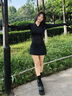 浪莎冰絲運(yùn)動(dòng)短裙女2025夏季新款網(wǎng)球A字裙防走光瑜伽速干高腰防曬裙 黑色 M 【推薦100-110斤】 曬單實(shí)拍圖
