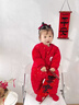 小羊嘟嘟嬰兒新年套裝紅色拜年衣服分體兩件套加厚棉寶寶外出周歲禮服冬季 861714抓住好運紅色 【120g重】 73 【6-12月14-20斤】 曬單實(shí)拍圖