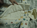 紅唇珊嬰幼兒連體羽絨棉服加厚加絨新生兒爬爬服連帽卡通保暖哈衣爬行服 米白色 90碼 建議9-12個月19-23斤 曬單實拍圖