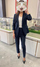 AEMAPE高級感職業(yè)西裝套裝女2025春秋休閑西服商務(wù)正裝通勤工作服外套 藏藍色西裝+闊腿褲 L 曬單實拍圖