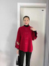 秋芙羅秋裝媽媽毛呢外套婚宴紅色禮服中老年女裝50歲60喜婆婆夾克外套 紅色 3XL (180) 【建議120-135斤】 曬單實拍圖