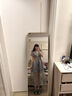 LULUALWAYS夏季新款時尚優(yōu)雅氣質(zhì)蝴蝶結(jié)斜襟短袖長款連衣裙 灰色 S 曬單實拍圖