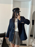ELAND衣戀西裝女可拆卸學(xué)院徽章寬松含羊毛通勤西服2025秋季新款 藏青色(59)Navy M 165 曬單實(shí)拍圖
