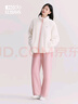 紅豆（Hodo）珊瑚絨睡衣女冬季抗靜電立領(lǐng)拉鏈開襟情侶加厚保暖男士外穿家居服 女士米色 160 曬單實拍圖