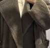 哥弟真的好（GIRDEAR）女裝大翻領(lǐng)雙排扣羊剪絨毛呢大衣女A400747 橄欖綠 L (4碼) 曬單實(shí)拍圖