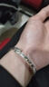 粉拓s999手工錘紋亮面足銀手鐲男女520情侶款手鐲開(kāi)口小眾設計送女友 32.8g（帶證書(shū)+送禮盒） 曬單實(shí)拍圖