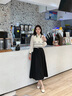 香影假兩件馬甲襯衫疊穿拼接針織衫女長(cháng)袖2025秋裝新款飄帶領(lǐng)上衣 米色 S 曬單實(shí)拍圖