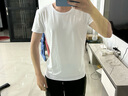 禁忌領(lǐng)短袖t恤男純色2020夏季新款韓版修身男士圓領(lǐng)緊身半袖打底衫衣服 白色+黑  L(體重115-130斤) 曬單實(shí)拍圖