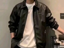 真維斯（Jeanswest）美式復古工裝夾克男春秋季痞帥立領(lǐng)休閑上衣服男士潮牌飛行員外套 軍綠色（加厚） 加絨 2XL 適合 150斤-170斤 曬單實(shí)拍圖