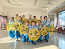 蒂默奇采茶舞服裝阿慶嫂演出服民族舞蹈鄉村風(fēng)村姑女碎花中老年秧歌服 藍色大花上衣+藍褲+圍·裙 頭巾 XL 115-130斤 曬單實(shí)拍圖