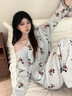 另約春秋日系ins卡通露肩甜美長袖睡衣女韓版寬松大碼休閑家居服套裝 6310 小米奇 M 曬單實拍圖