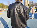 夏冰妮飛行員夾克男潮牌外套新款秋冬季男士騎行機(jī)車服皮衣刺繡男皮夾克 黑色（不加厚款） L 曬單實拍圖
