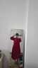 妍莉芬（yanlifen）新中式女裝旗袍過年紅色連衣裙敬酒服套裝女秋裝新娘禮服紅色衣服 酒紅色套裝 2XL 【126-145斤】 曬單實(shí)拍圖