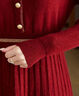皮爾卡丹（pierre cardin）2025網(wǎng)紅針織連衣裙女中長(cháng)款時(shí)尚收腰秋冬新款長(cháng)袖內搭打底毛衣裙 酒紅 M 曬單實(shí)拍圖