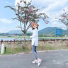 別語(yǔ)中長(cháng)款長(cháng)袖t恤女春秋寬松遮屁股上衣白色開(kāi)叉打底衫 白色 S 曬單實(shí)拍圖