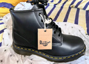 馬丁（DR.MARTENS）101 YS英倫男女秋舒適黃車線光面皮黑色短靴馬丁靴 黑色 41 曬單實(shí)拍圖