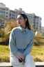 派吉鯊溫柔風高領單排扣軟糯毛衣外套女秋冬季韓系ins外穿針織開衫上衣 淺藍色 S 建議75-95斤 曬單實拍圖