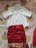 韞舜兒童馬面裙?jié)h服男童女童春夏季女孩國(guó)學(xué)服中國(guó)風(fēng)古裝舞臺(tái)表演出服 紅色 【鶴鳴九洲】 140cm 曬單實(shí)拍圖