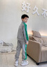 G.DUCKKIDS男童秋裝運動套裝2025新款中大童春秋款男孩三件套痞帥氣時髦潮 灰色 140 cm 曬單實拍圖