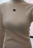MO&Co.秋冬季半高領打底衫MC刺繡顯瘦緊身打底毛針織衫上衣女摩安珂 米白色-第2批 S 160 曬單實拍圖