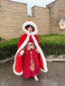 碧彩雅女童漢服中國風(fēng)兒童古裝冬季加絨唐裝古風(fēng)連衣裙小女孩新款拜年服 8637紅色+云肩+紅色披風(fēng) 加絨 150碼(建議140-150cm重70-80斤) 曬單實(shí)拍圖