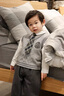 班喜迪男童學(xué)院風(fēng)套裝秋裝2025新款帥氣時(shí)髦寶寶襯衫馬甲春秋兒童三件套 灰色 90 曬單實(shí)拍圖