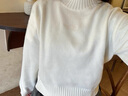 太平鳥(niǎo)綿羊毛半高領(lǐng)凈色針織毛衫女2024冬裝柔軟舒適毛衣內搭* 黑色 M 曬單實(shí)拍圖