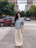 乖甜星藍色連帽針織衫春裝短外套女秋冬季寬松慵懶風(fēng)拉鏈毛衣開衫短款上 藍色 L 【建議105-115斤】 曬單實拍圖