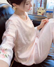 莫代爾新款真絲睡衣女春秋季長(cháng)袖性感方便房事桑蠶絲新中式國風(fēng)家居服套 【升級版帶胸墊】6601淡粉 L 【100-115斤】 曬單實(shí)拍圖