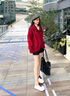 卓詩尼櫻桃家族厚底板鞋女2025年秋季新款學(xué)院風(fēng)百搭運動休閑女鞋小白鞋 米/紅 37 曬單實拍圖