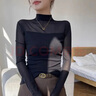 尚濤半高領(lǐng)網(wǎng)紗氣質(zhì)打底衫女春秋季百搭洋氣修身顯瘦長(zhǎng)袖T恤內(nèi)搭上衣 黑色 XL 建議110-120斤 曬單實(shí)拍圖