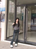 恰凡（QIAFAN）水泥灰高腰微喇牛仔褲女2025新款春秋季長褲秋冬修身馬蹄喇叭褲子 水泥灰 長褲 S  26 曬單實(shí)拍圖