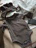 OAK FAMILY嬰兒包屁衣蓄熱秋冬季寶寶打底衣新生長袖滿月保暖衣服 灰色【包屁衣】 59cm 曬單實(shí)拍圖
