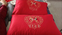 結婚枕頭睡眠裝全棉刺繡婚慶大紅色柔軟舒適婚房喜慶壓床陪嫁枕芯 幸福時(shí)刻 曬單實(shí)拍圖