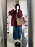 FSHE紅色中長(zhǎng)款毛衣外套女秋冬外搭日系慵懶風(fēng)穿搭軟糯針織開(kāi)衫女 紅色開(kāi)衫[單件] M 曬單實(shí)拍圖