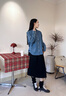 Teenie Weenie小熊女裝牛仔襯衫2025秋新款學(xué)院休閑簡(jiǎn)約棉美式上衣 中藍色 M 165 曬單實(shí)拍圖