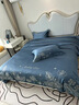 百麗絲水星家紡出品100支長(cháng)絨棉四件套全棉刺繡純棉床單被套床笠 花前悅夏-深海藍 2.0m床單款四件套 曬單實(shí)拍圖