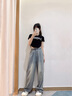 蘿美醬天絲牛仔褲女2025新款夏季小個(gè)子休閑褲高腰夏天冰絲寬松闊腿褲子 藍(lán)色 天絲牛仔褲常規(guī) M 【建議95-110斤】 曬單實(shí)拍圖