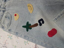 紅蜻蜓刺繡直筒闊腿牛仔褲女2025年春夏季新款女裝高腰休閑女士長褲子女 淺藍色長褲- 常規(guī) L 曬單實拍圖