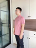 沙馳SATCHI男士短袖t恤夏款三防涼感透氣商務(wù)polo翻領(lǐng)體恤衫【易打理面料】 粉紅 XL 52/180 曬單實拍圖