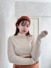 蕉內（Bananain）熱皮701+女士毛衣羊毛收腰顯瘦保暖高領(lǐng)堆堆領(lǐng)打底衫女裝針織衫 蕓豆白 XL 曬單實(shí)拍圖