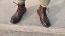 羚步 大頭馬丁靴男真皮復古男靴子男皮鞋高幫潮流短靴日系補丁工裝靴男 咖啡色 40 曬單實(shí)拍圖